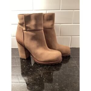 Sam Edelman Franklin Women's Leather Suede Heeled‎ Ankle Boots Brown Size 7.5M